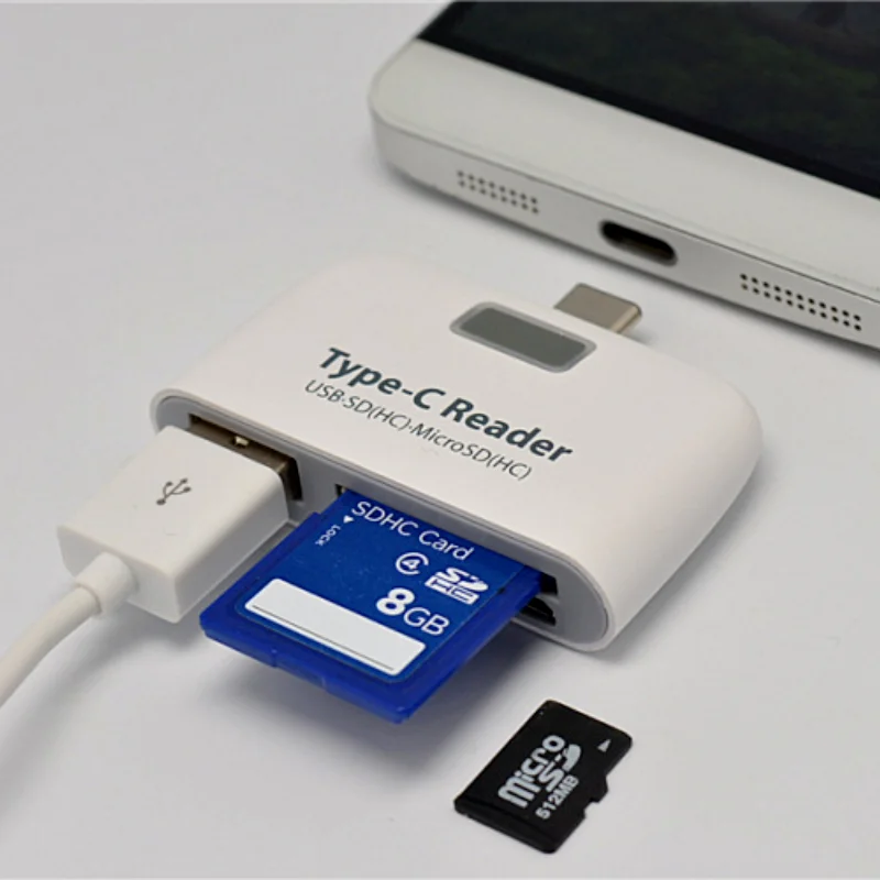 Тип-C USB3.1 мульти кард-ридер для SD TF USB2.0 Картридеры Android телефоны светодиодный