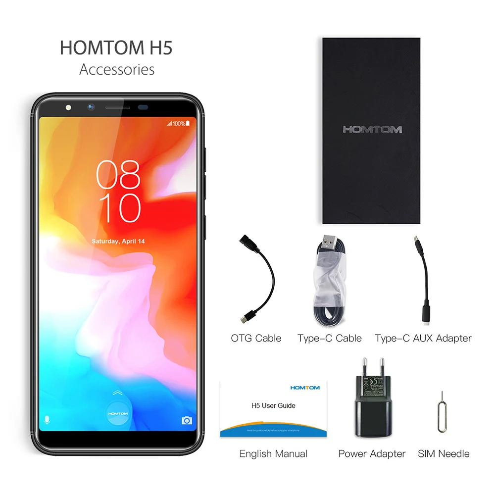 HOMTOM H5 5,7 дюймовый IPS дисплей 3GB RAM 32GB ROM 4 ядра 1,3 GHZ мобильный телефон GPS отпечатков пальцев Face ID 13MP смартфон
