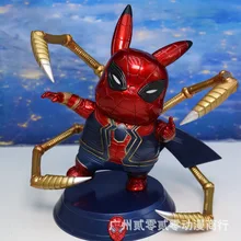 TAKARA TOMY Pokemon pikachu cos Spider Man snap finger Model figure Car decoration kids birthday toy Surprise gift for children