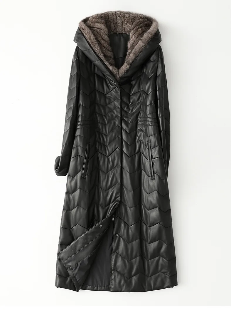 Бесплатная доставка новая куртка из натуральной овечьей кожи удлиненное женское