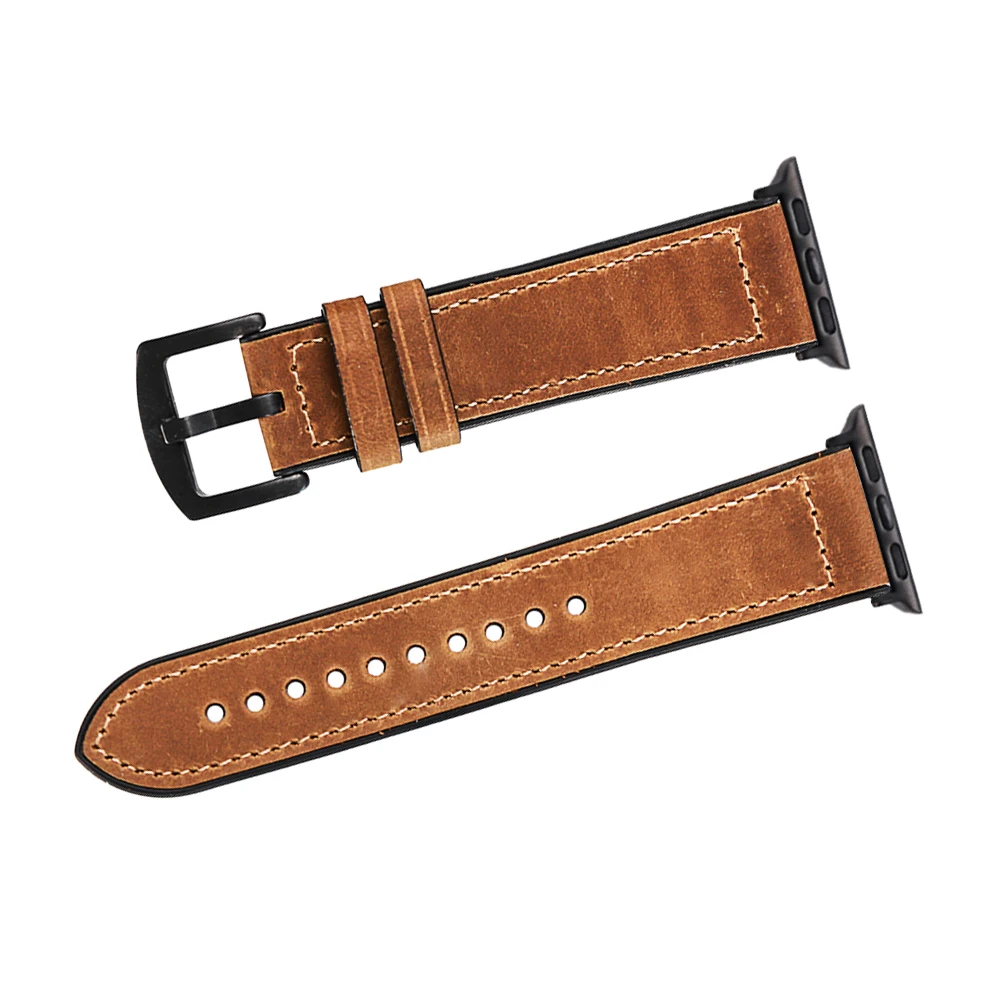 Браслет для часов из силикона и кожи 38мм 40мм 42мм 44мм для замены на Apple Watch 3/2/1 и iWatch 4/5.