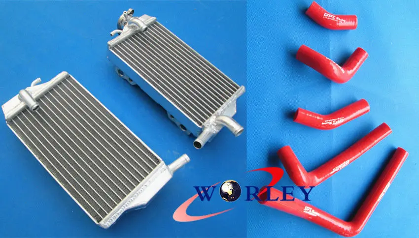 

For Honda CR250 CR250R 2002 2003 2004 02 03 04 Aluminum Motorcycle Radiator and RED Hose