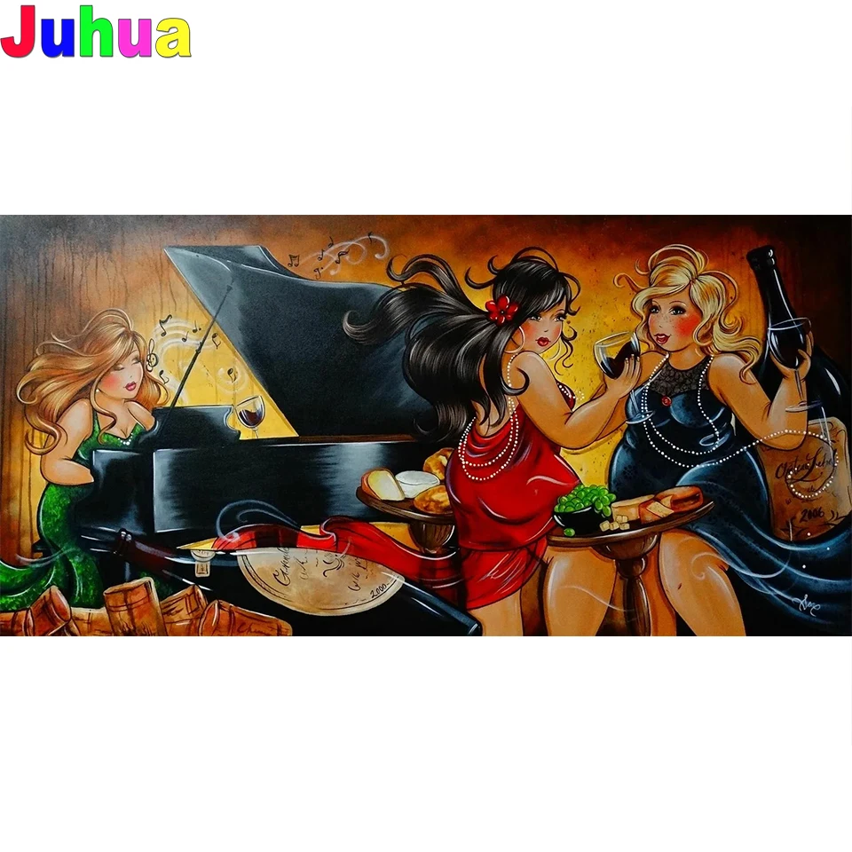 

Картина из страз «Толстая Леди» 5d «сделай сам», мозаика из страз, Женская Вышивка из страз, картина стразы, украшение для стен