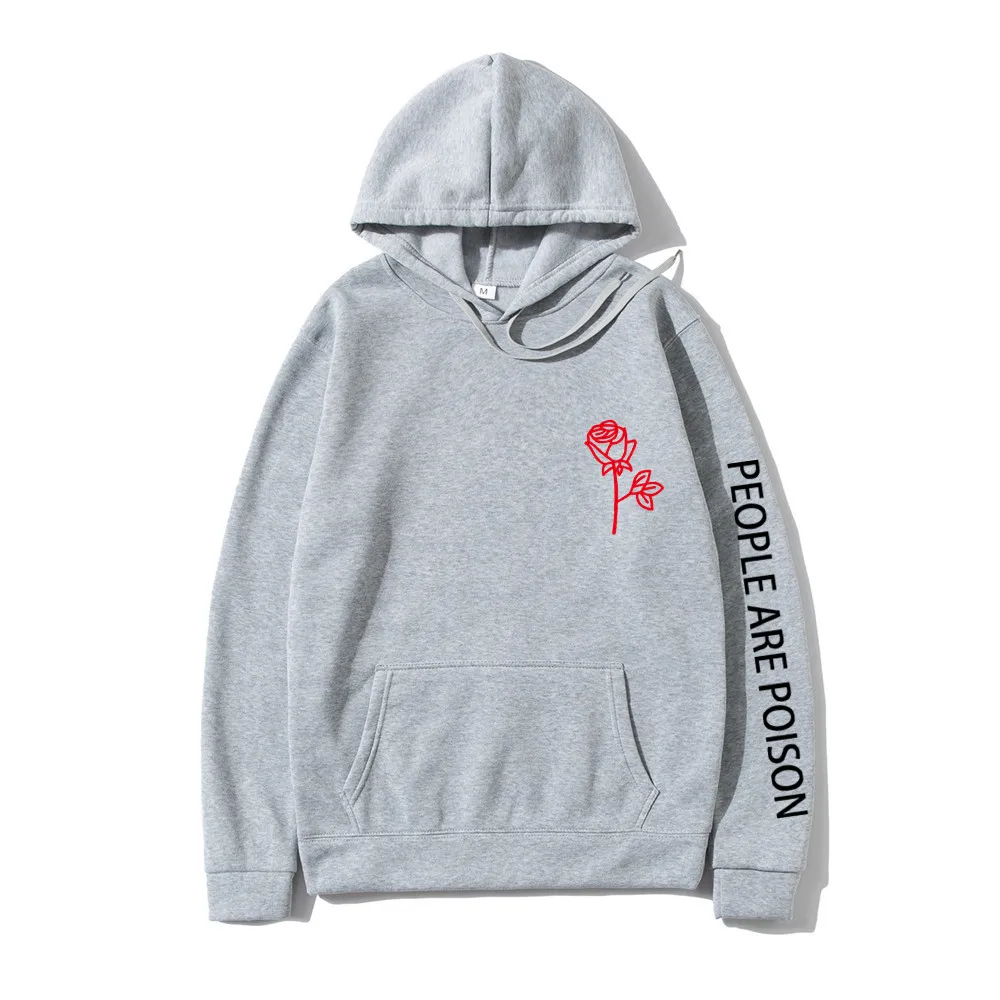 

Hoodie Sweatshirt Couple Casual Street Style Funny Rose Print Top Men's Pullover Hoodie Man Is Poison Man Hoodie