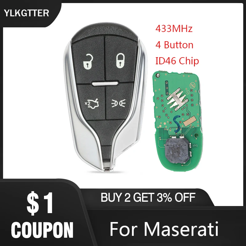 YLKGTTER 433 МГц 4-кнопочный качественный умный дистанционный ключ без ключа-Go для чипа