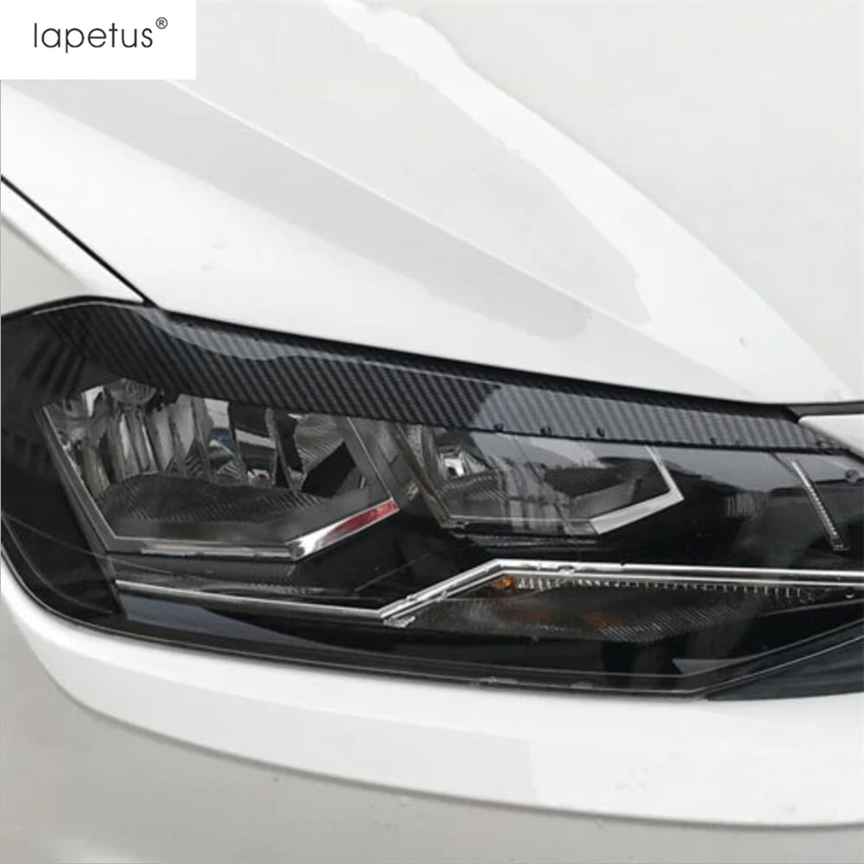 

Lapetus Car Front Head Lights Eyebrow Lamps Eyelid Strip Carbon Fiber Look / Black Cover Trim For VW Volkswagen Polo 2019 - 2021