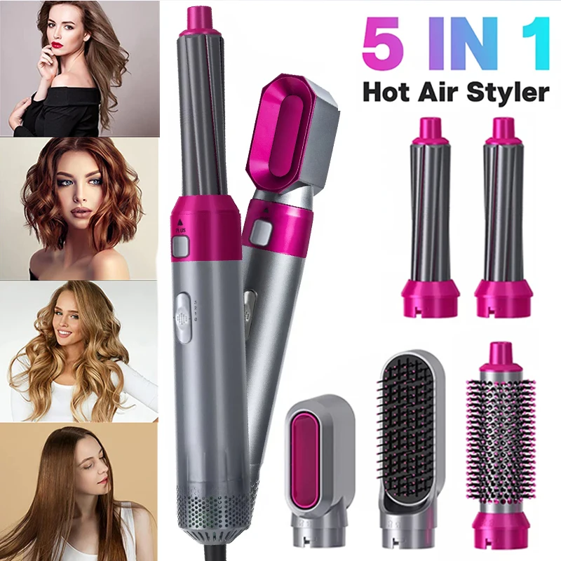 

Электрическая расческа для выпрямления волос 5 в 1, многофункциональная расческа для завивки волос, стильная расческа Air Lron, роскошная расче...