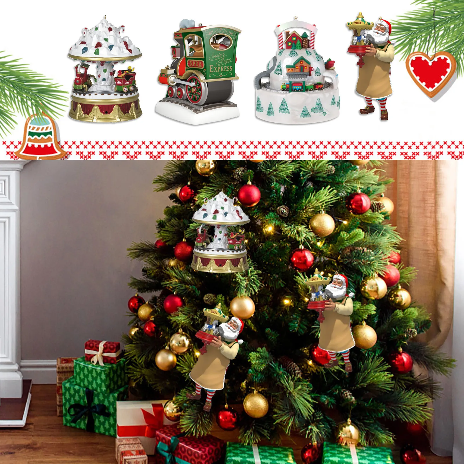 

Рождественская подвеска из смолы, украшения для рождественской елки с Санта-Клаусом, фотообои для дома, новый год 2022