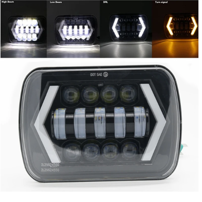 Светодиодный прожектор 55 Вт квадратный 5x7 дюймов белый ДХО желтый сигнал