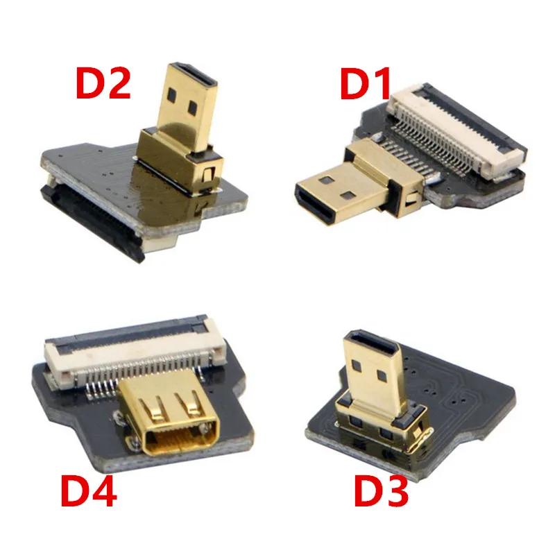 FPV Micro HDMI Mini 90 градусов адаптер 5 см-100 см FPC плоский кабель шаг 20-контактный разъем |