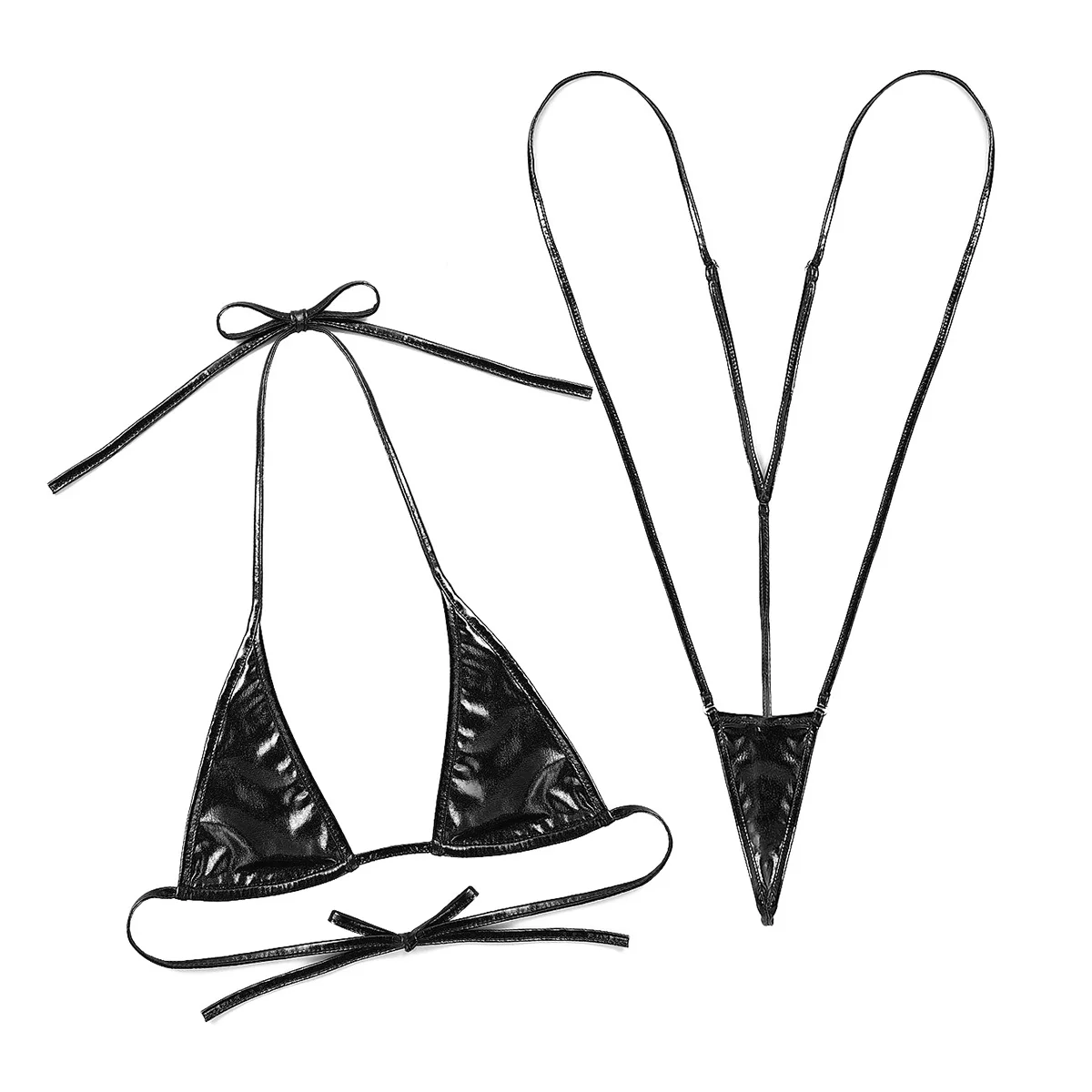 Сексуальный женский летний эротический блестящий мини-бикини с металлическим