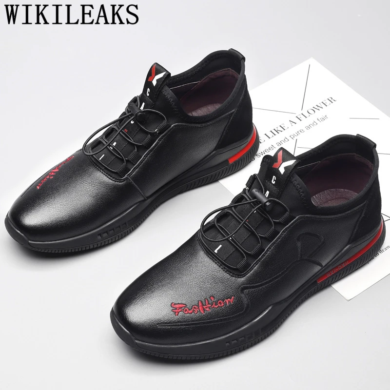 Мужские черные кроссовки повседневная обувь Лидер продаж кожаная мужская