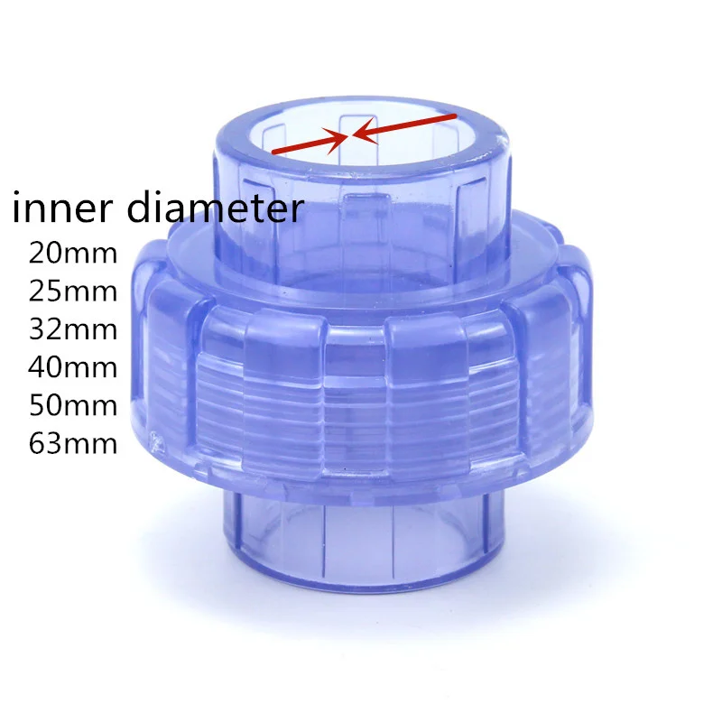 

inner diameter 20~63mm UPVC Union Connectors Garden Irrigation Water Supply Adapter Aquarium Fish Tank Straight Plug 1 Pcs