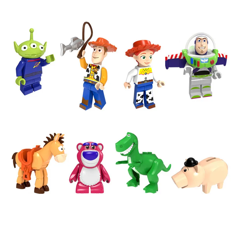 8 шт. игрушки История фигурки строительные блоки Детская игрушка Базз Лайтер Вуди