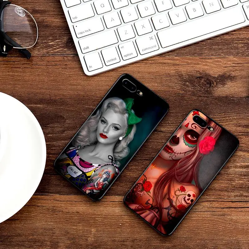 Сексуальная Татуировка девушка для iPhone 6 6S 7 8 Plus X XS XR Max 5 5S TPU мягкая защитная