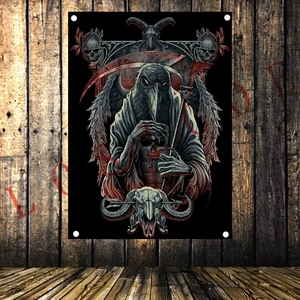 Metal Music Stickers Rock Band Poster Four Holes Banners Wall Flags Tapestry Cloth Art Bar Cafe Hotel Theme Background Decor