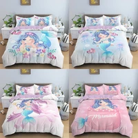 luxury 3d cartoon mermaid bedding set for kidsbabychildboygirl unicorn duvet cover set twin full bed linen cover set