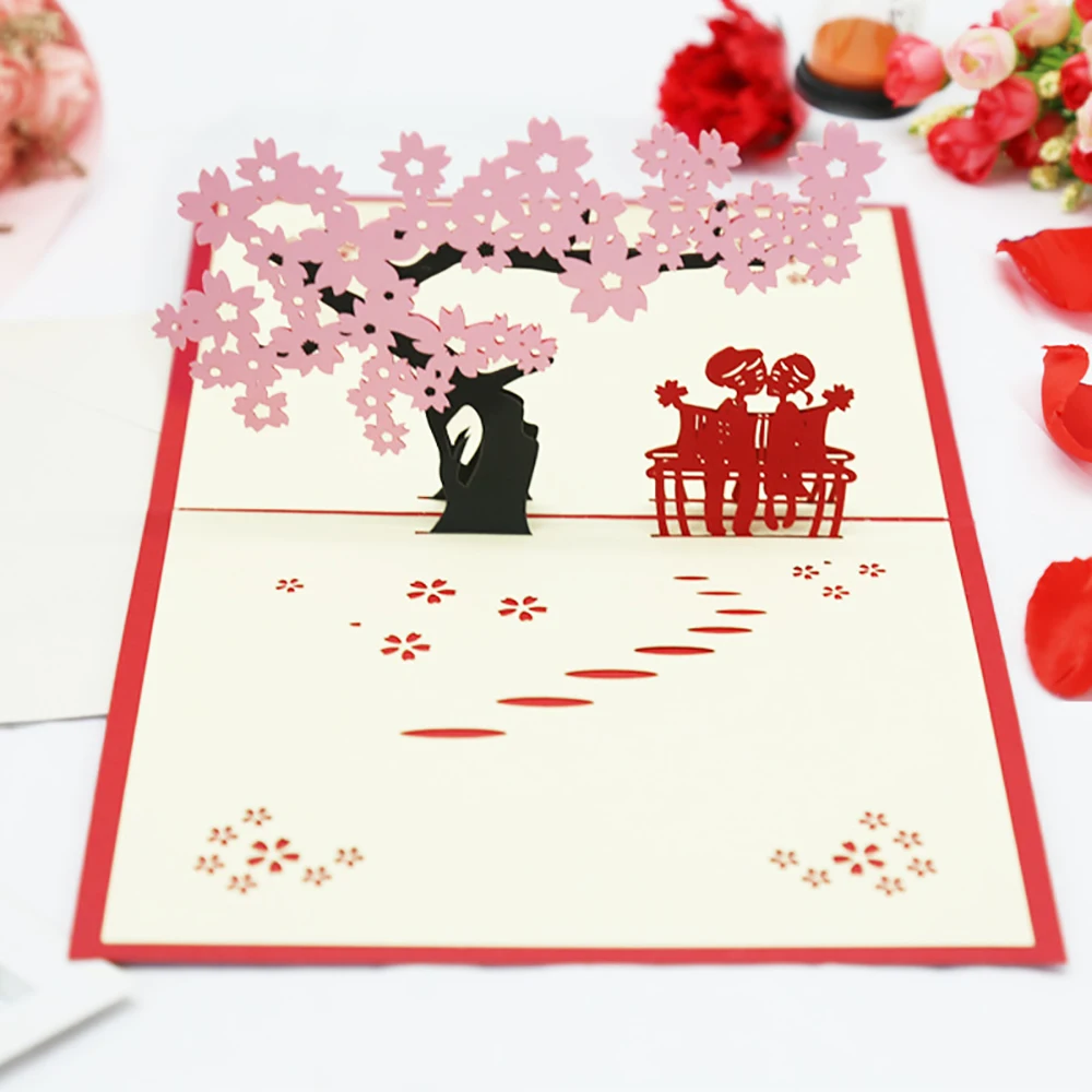 

3D Pop Up Cards Wedding Party Favors Valentine's Day Christmas Anniversary Invitations Postcards Happy Birthday Gifts for Girl