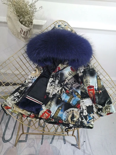 Gear Dark Blue Зимняя меховая куртка для девочек; сезон осень-зима; детская верхняя одежда; пальто из натурального кроличьего меха; толстые теплые парки для маленьких мальчиков; TZ330 - Цвет: Gear Dark Blue