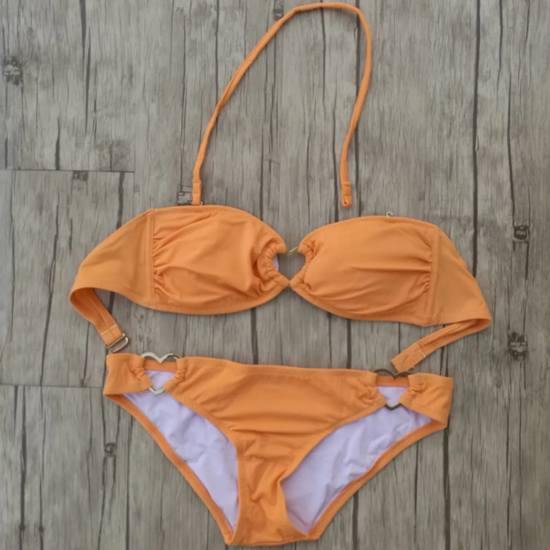 Женский оранжевый комплект бикини в форме сердца купальник купальный костюм для