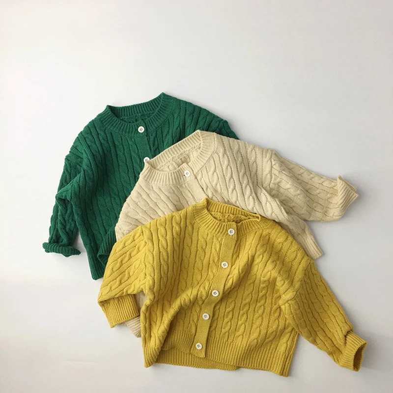 

Kids Casual Knitting Sweaters 2021 New Autumn Winter Single-breast Cardigans For Boys Girls Children Solid Long Sleeve Outfits