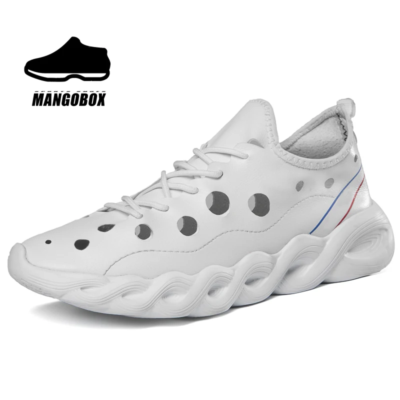 

2021 Hot Sale Sport Trainers Men Hollow Breathable Hole Running Shoes Wearable Sport Shoes Men White Sport Running Shoe for Man