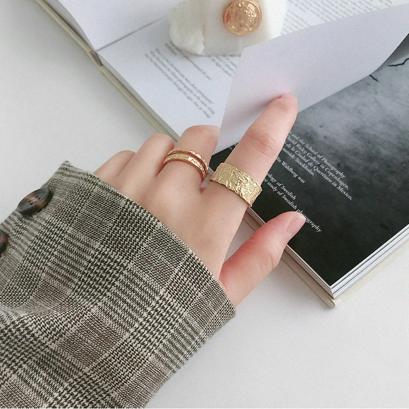 GHIDBK S925 серебра ручной работы кованые кольца 2 3 мм 5 9 4 широкий Открытое кольцо Для