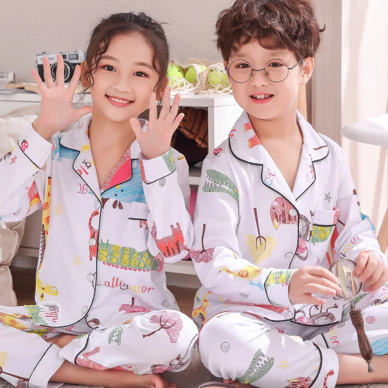 Весенний Пижамный костюм для девочек кардиган с героями мультфильмов комплект