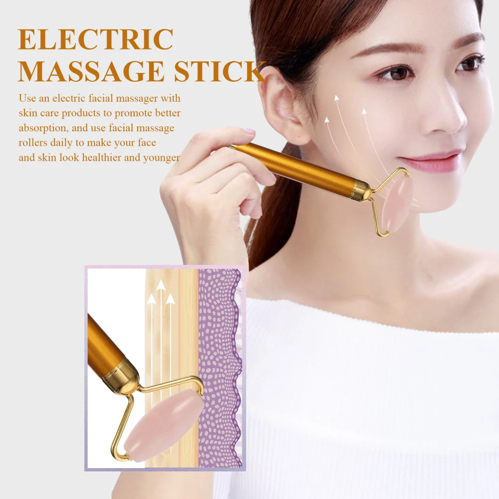 

1 Set 3-in-1 Natural Jade Crystal Roller Facial Massager Facial Massaging Tools