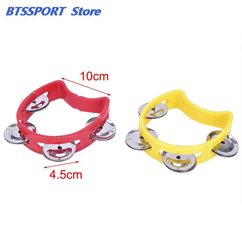 10cm Musical Instrument Hand Held Tambourine Metal Bell Jingles Plastic Rattle Ball Percussion for KTV Party Kid Game Toy | Спорт и