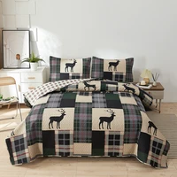 3pcs quilt sets king bear deer bedspread lightweight red black bedding sets hone decor gift bed sheet reversible coverlet sets