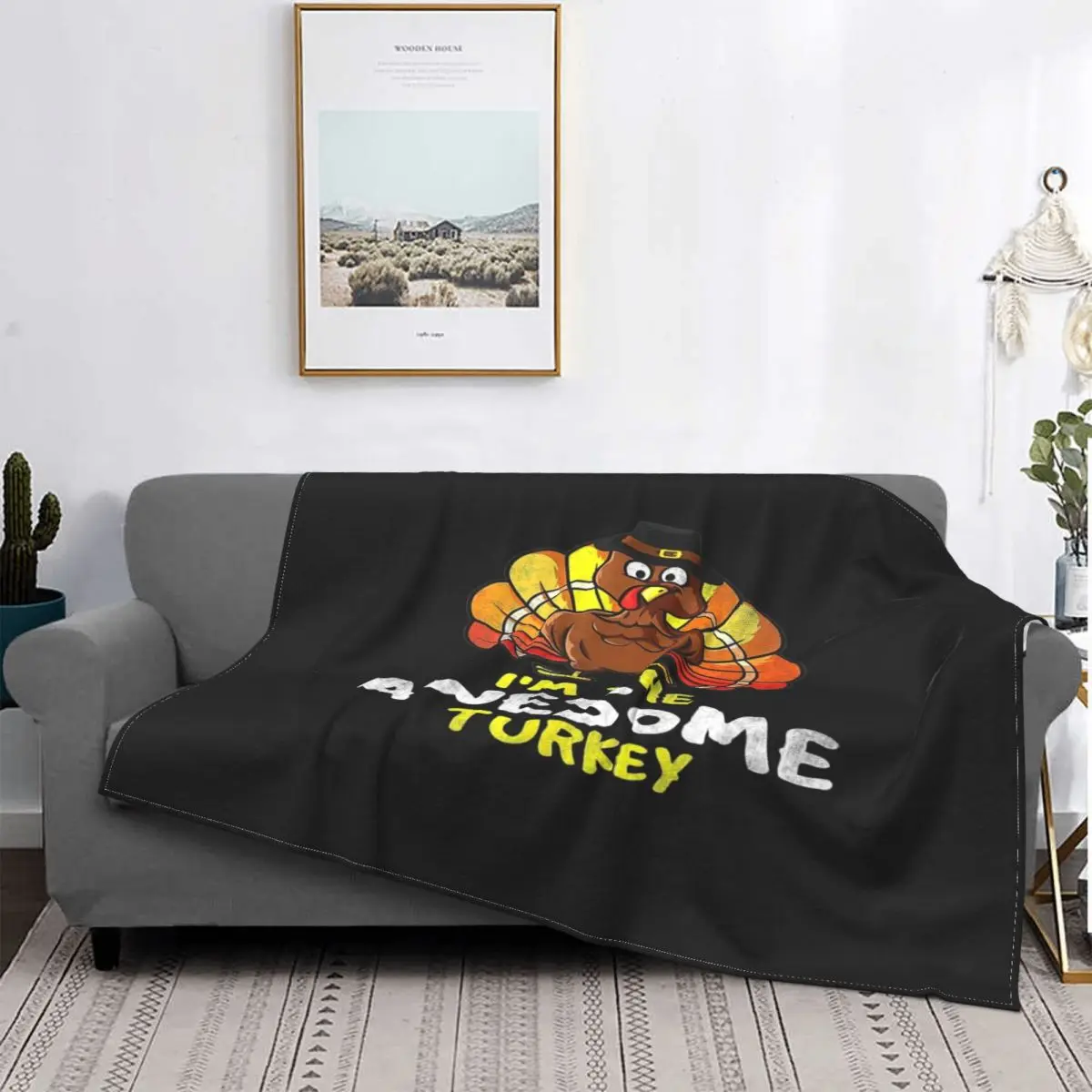 

I'M The impresionante manta familiar de Turquía, a cuadros para cama colcha, manta con capucha de felpa de Anime en la cama
