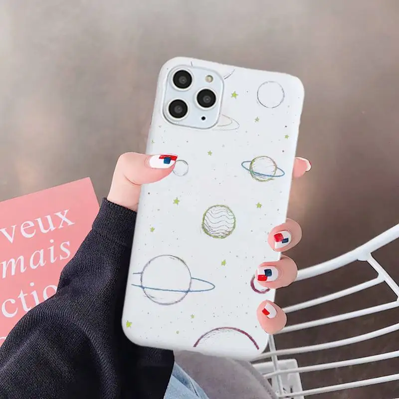 

Starry Universe cartoon space Phone Case Candy Color for iPhone 6 7 8 11 12 s mini pro X XS XR MAX Plus