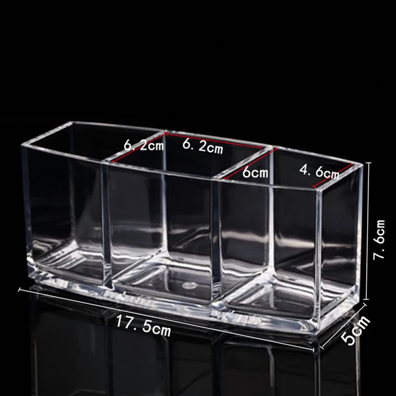 Clear Makeup Brush Holder Organizer 3 Slot Plastic Transparent Brushes Storage Box M88 | Красота и здоровье