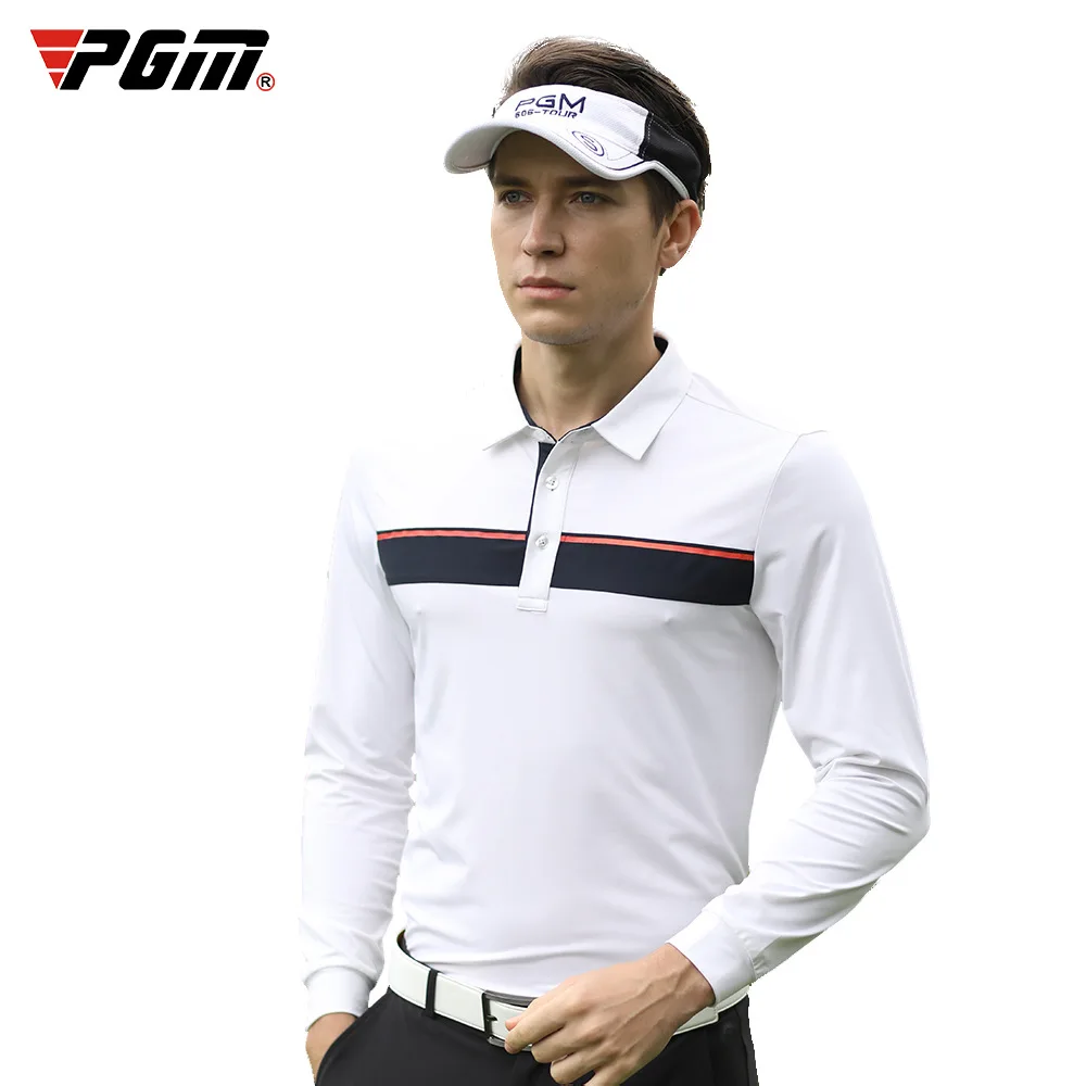

2020 PGM New Spring Summer Mens Long-sleeved Golf T-shirt Outdoor Sports Tops Stripes Breathable golf clothing