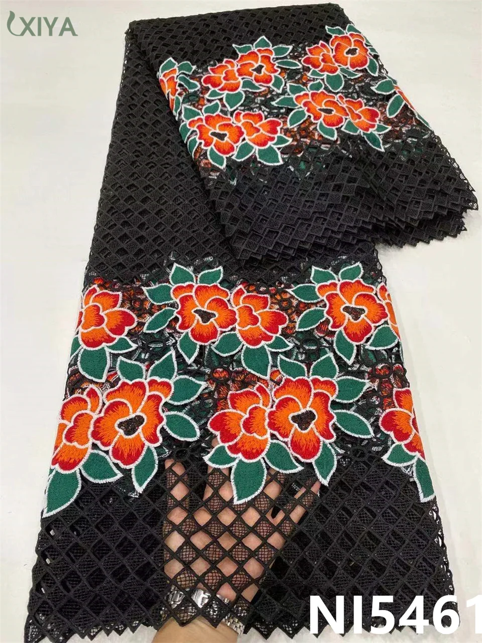

Flower Printed Milk Fiber Tissue Lace French Lace Fabric High Quality African Milk Silk Lace Fabric for Wedding Party NI5461