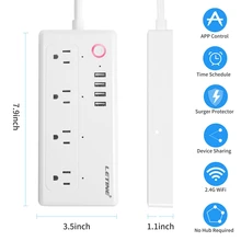Wifi Smart Power Strip Plug US Electronic Socket Office Surge Protector Separate Controlled Outlet for Alexa Google Home