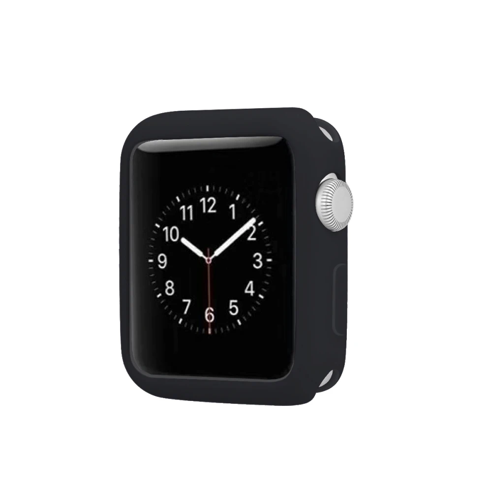 Мягкий силиконовый чехол-бампер для Apple Watch серии 1 2 3 защитная рамка для iWatch 4 5 40 мм 44 мм 42 мм 38 мм ТПУ оболочка 42 мм - Цвет: Черный