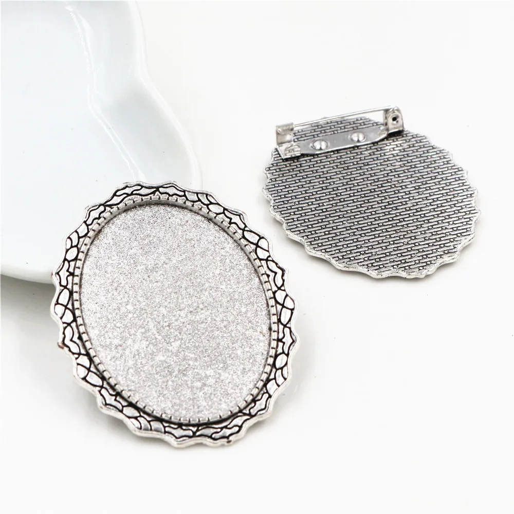 New Fashion 5pcs 30x40mm Inner Size Antique Silver Plated And Bronze Pin Brooch Flowers Style Base Setting Pendant | Украшения и