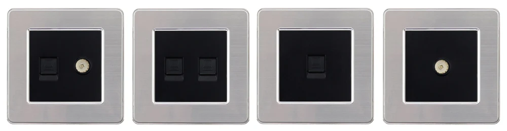 Atlectric компьютерный ТВ-порт Коаксиальная муфта Rj45 Ethernet настенная розетка двойной Rj45 порт розетка из нержавеющей стали панель розетки,socket