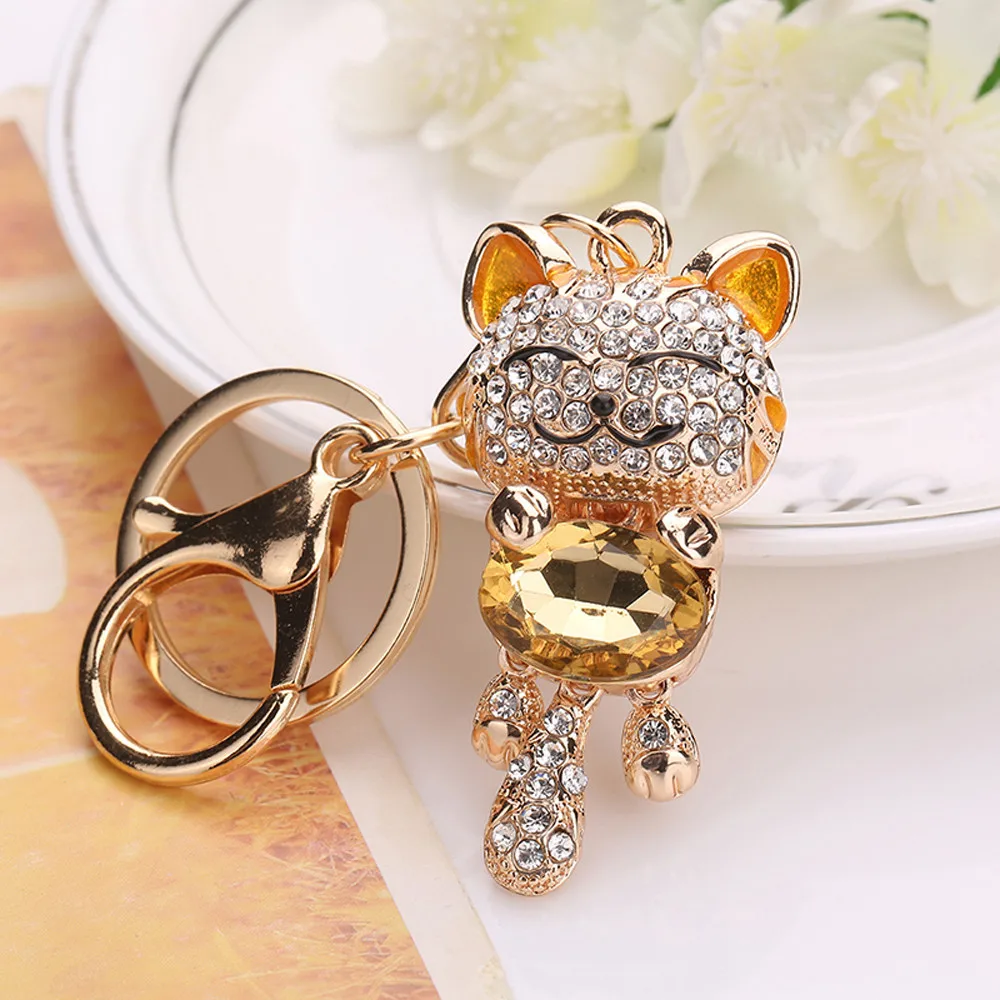 Стразы брелок для ключей из сплава с кошкой сумочка ювелирные изделия подарок