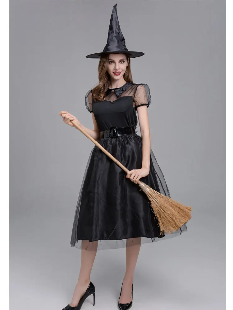 

Dress European Clothing Costume Women Female 2020 Prom Dresses Cosplay Halloween Little Black Witch Wizard Masquerade Party