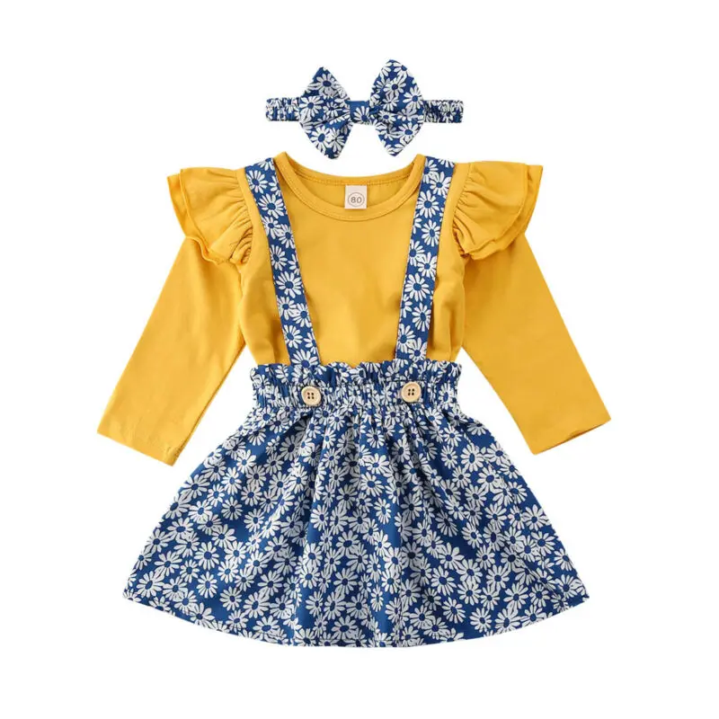 Emmababy платье с длинным рукавом и цветочным принтом для маленьких