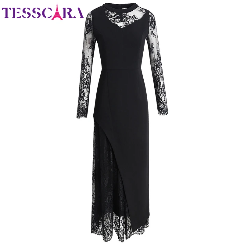 Женское кружевное платье TESSCARA Элегантное Длинное Вечернее Платье макси