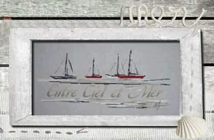 

mm Top Quality Counted Cross Stitch Kit Entre ciel et mer port Between sky and sea port Four Boats Ships Vessels Isabelle
