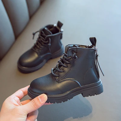 

2020Hot/детские зимние ботинки для девочек; Черные Ботинки Martin; Детские плюшевые теплые зимние ботинки; Кожаная обувь на молнии для девочек; Обувь на платформе с молнией