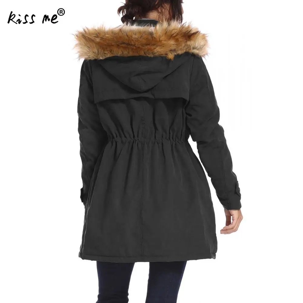 Однотонный зимний уличный пуховик с капюшоном Регулируемая Талия походный для