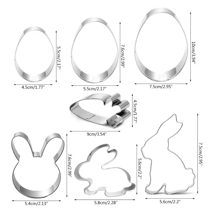

7pcs/set Stainless Steel Easter Bunny Eggss Biscuit Cutter Cookie Cake Mould Tool