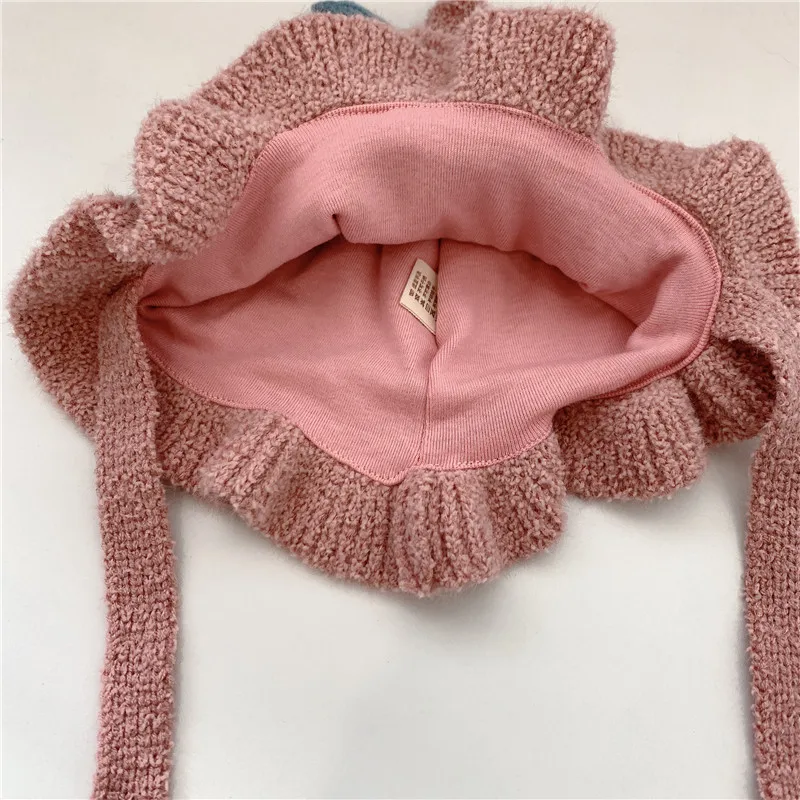 Осенне зимняя вязаная одежда для маленьких девочек Милая шапка принцессы с
