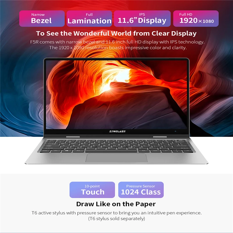 Teclast F5R 8 Гб DDR4 128GB SSD 11,6 дюймовый ноутбук Intel Gemini Lake N3450 Win 10 360 градусов петли Сенсорный экран Тетрадь